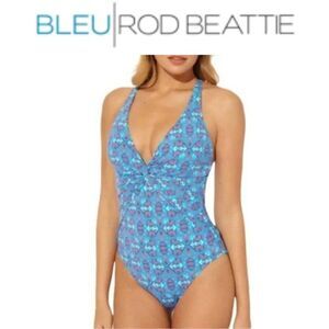 Bleu Rod Beattie vneck Swimsuit Size 14 One-piece